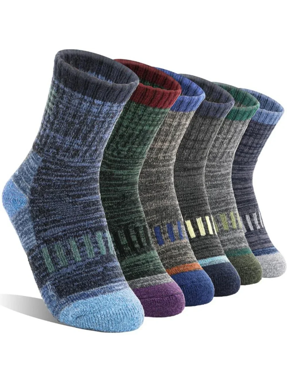 Cozy Kids Merino Wool Hiking Socks - 6 Pairs Thermal, Thick, Moisture-Wicking